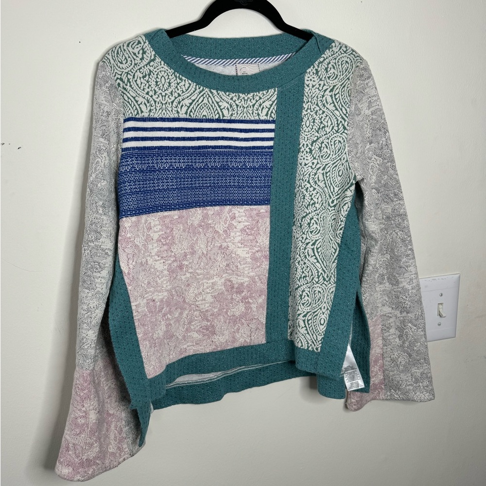 Anthropologie Postmark Latitudes Patchwork Pullover Sweater